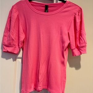 Bobi Los Angeles Puff Sleeve Tropical Pink Top Sz Medium NWT